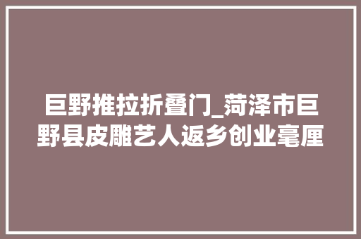 巨野推拉折叠门_菏泽市巨野县皮雕艺人返乡创业毫厘之间砥砺别样人生
