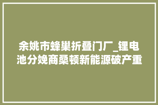 余姚市蜂巢折叠门厂_锂电池分娩商桑顿新能源破产重整