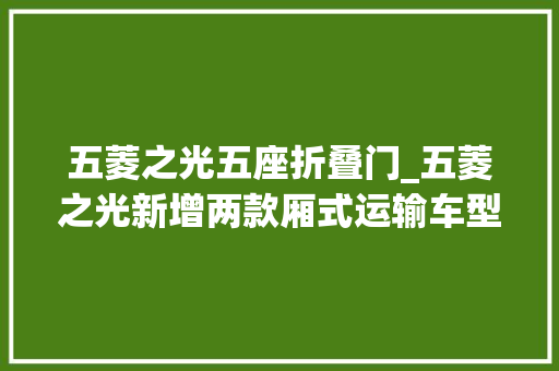 五菱之光五座折叠门_五菱之光新增两款厢式运输车型两座/五座谁更适合乡镇拉货