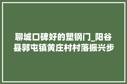 聊城口碑好的塑钢门_阳谷县郭屯镇黄庄村村落振兴步入快车道