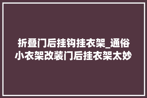 折叠门后挂钩挂衣架_通俗小衣架改装门后挂衣架太妙了