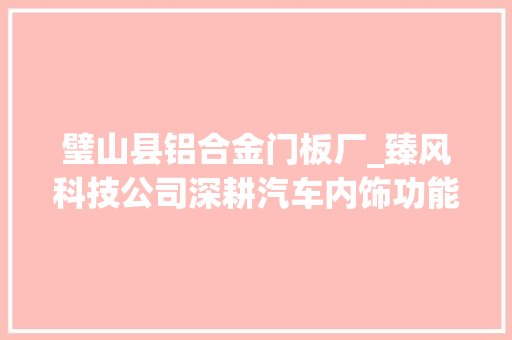 璧山县铝合金门板厂_臻风科技公司深耕汽车内饰功能件市场顺应需求强化研发立异