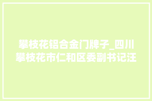 攀枝花铝合金门牌子_四川攀枝花市仁和区委副书记汪雪林做强钛钒碗创造金饭碗在合营富余起步之年出仁和成果