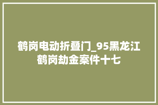 鹤岗电动折叠门_95黑龙江鹤岗劫金案件十七