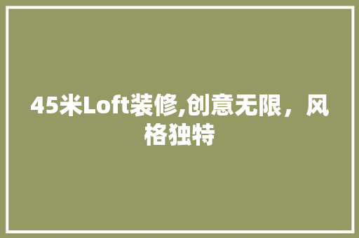 45米Loft装修,创意无限，风格独特