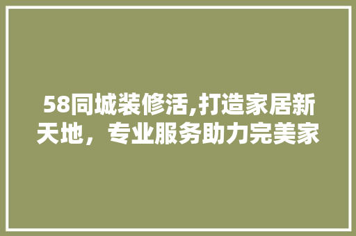 58同城装修活,打造家居新天地，专业服务助力完美家装
