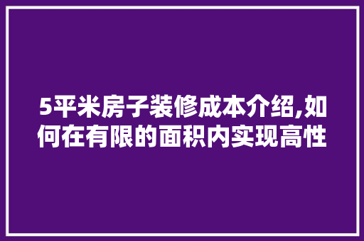 5平米房子装修成本介绍,如何在有限的面积内实现高性价比