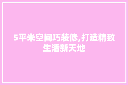 5平米空间巧装修,打造精致生活新天地