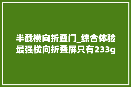 半截横向折叠门_综合体验最强横向折叠屏只有233gOPPOFindN2是若何做到的