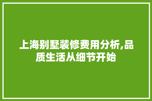 上海别墅装修费用分析,品质生活从细节开始