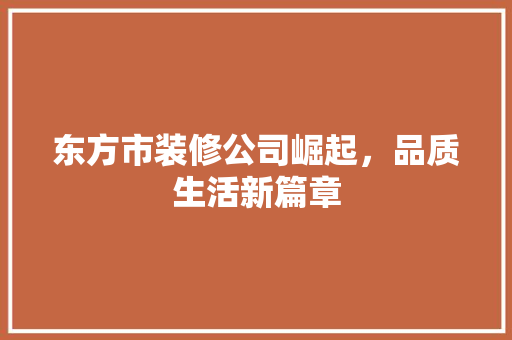 东方市装修公司崛起，品质生活新篇章
