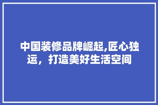 中国装修品牌崛起,匠心独运，打造美好生活空间