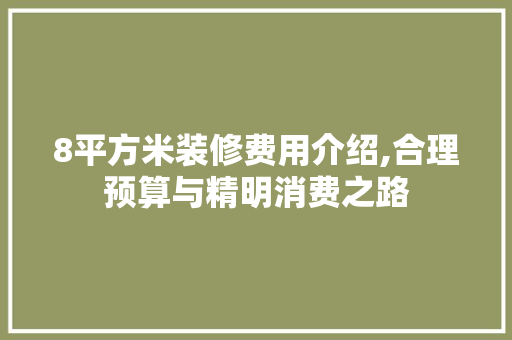 8平方米装修费用介绍,合理预算与精明消费之路