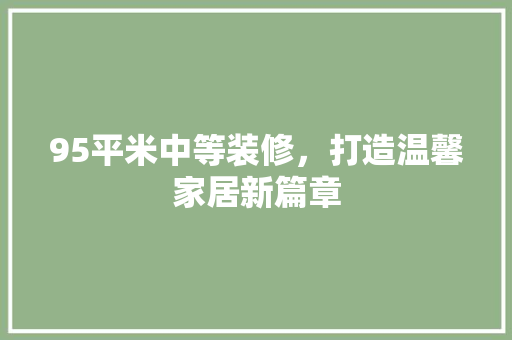 95平米中等装修，打造温馨家居新篇章