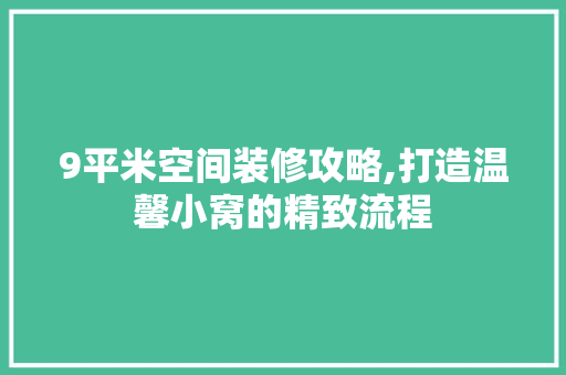 9平米空间装修攻略,打造温馨小窝的精致流程