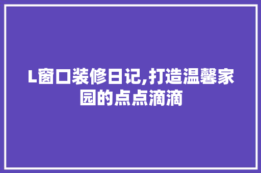 L窗口装修日记,打造温馨家园的点点滴滴