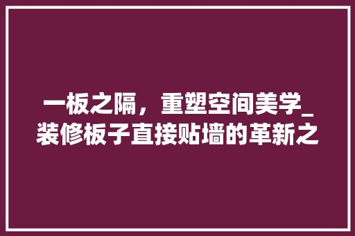 一板之隔，重塑空间美学_装修板子直接贴墙的革新之路