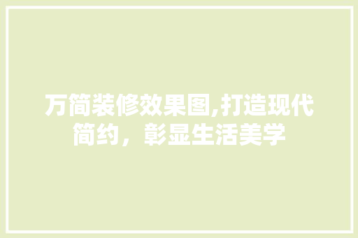 万简装修效果图,打造现代简约，彰显生活美学