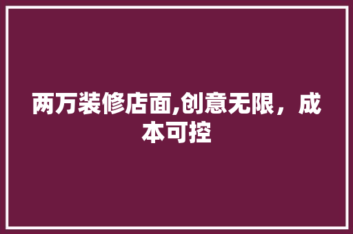 两万装修店面,创意无限，成本可控