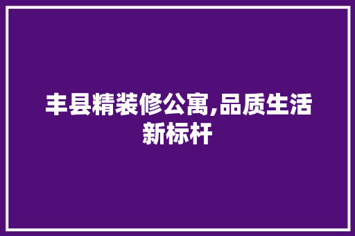 丰县精装修公寓,品质生活新标杆