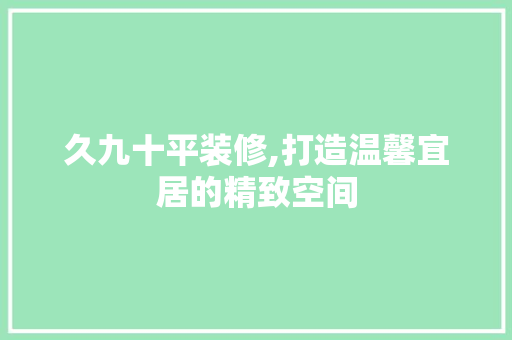 久九十平装修,打造温馨宜居的精致空间