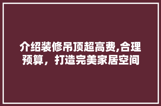 介绍装修吊顶超高费,合理预算，打造完美家居空间