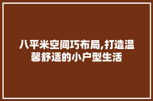 八平米空间巧布局,打造温馨舒适的小户型生活
