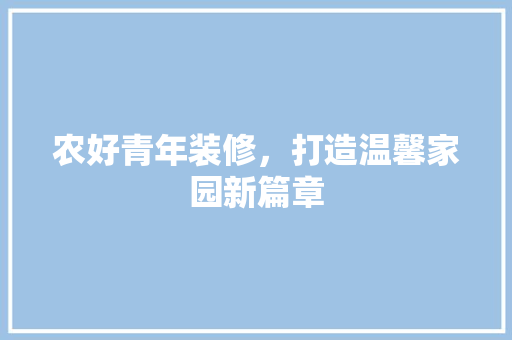 农好青年装修，打造温馨家园新篇章
