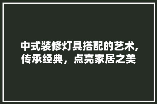 中式装修灯具搭配的艺术,传承经典，点亮家居之美