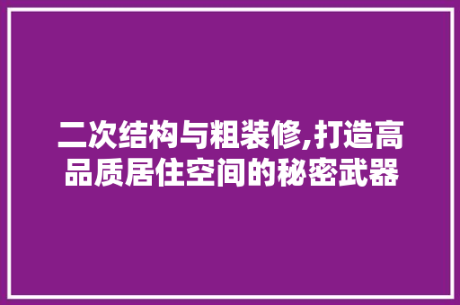 二次结构与粗装修,打造高品质居住空间的秘密武器