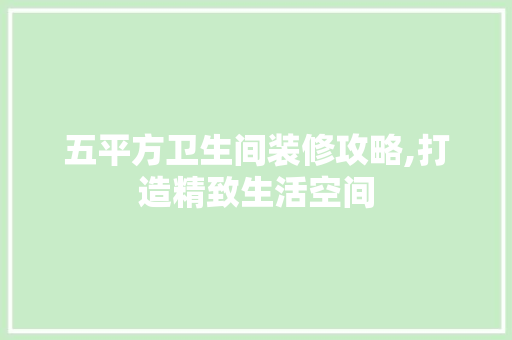 五平方卫生间装修攻略,打造精致生活空间