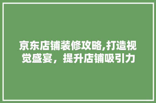 京东店铺装修攻略,打造视觉盛宴，提升店铺吸引力