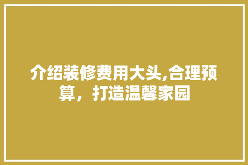 介绍装修费用大头,合理预算，打造温馨家园