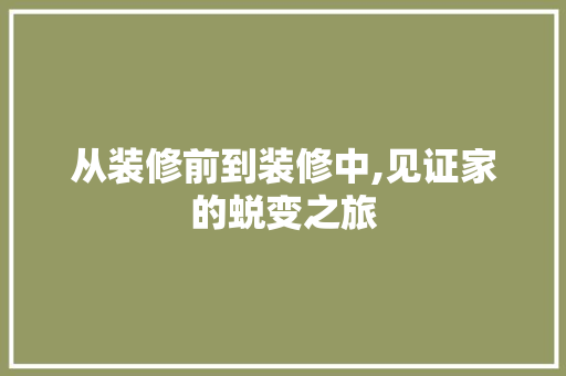 从装修前到装修中,见证家的蜕变之旅
