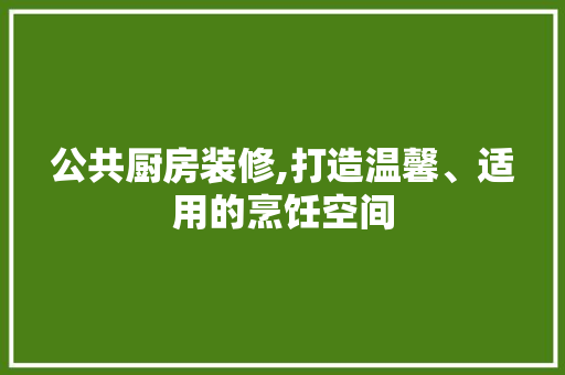公共厨房装修,打造温馨、适用的烹饪空间