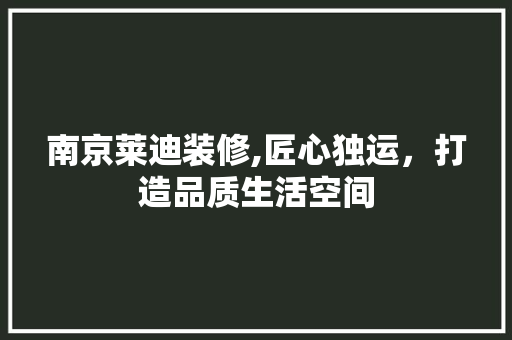 南京莱迪装修,匠心独运，打造品质生活空间