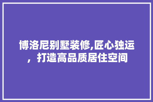 博洛尼别墅装修,匠心独运，打造高品质居住空间