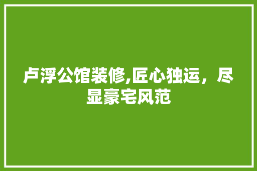 卢浮公馆装修,匠心独运，尽显豪宅风范
