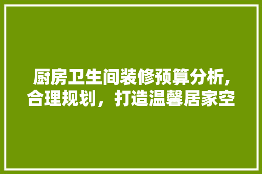 厨房卫生间装修预算分析,合理规划，打造温馨居家空间