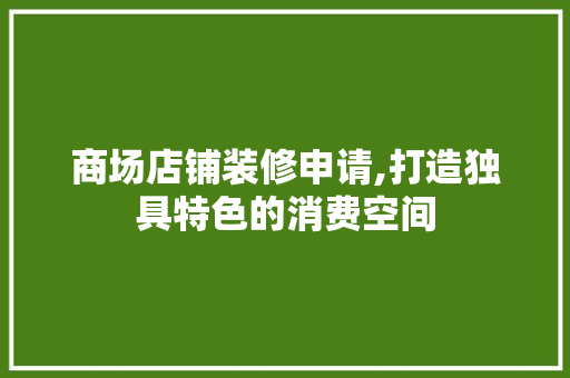 商场店铺装修申请,打造独具特色的消费空间
