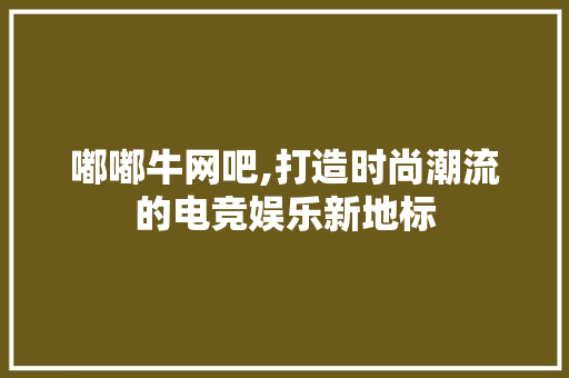 嘟嘟牛网吧,打造时尚潮流的电竞娱乐新地标