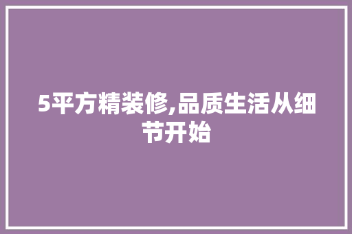 5平方精装修,品质生活从细节开始