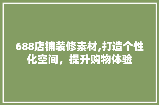 688店铺装修素材,打造个性化空间，提升购物体验