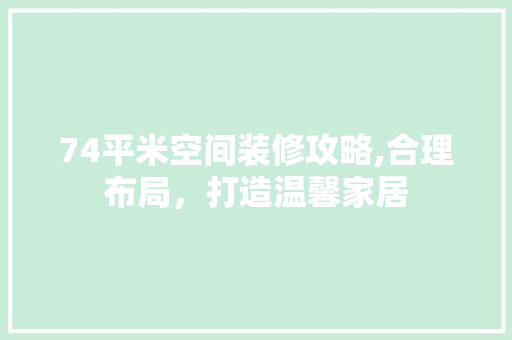 74平米空间装修攻略,合理布局，打造温馨家居