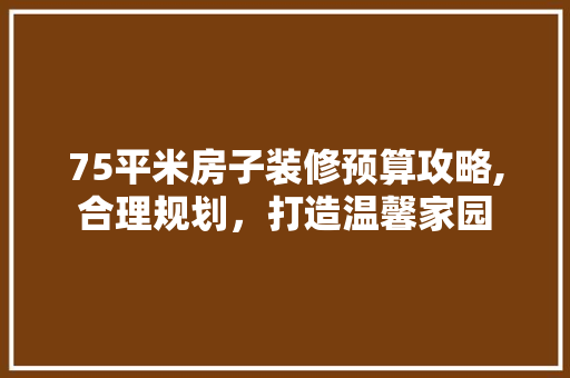 75平米房子装修预算攻略,合理规划，打造温馨家园