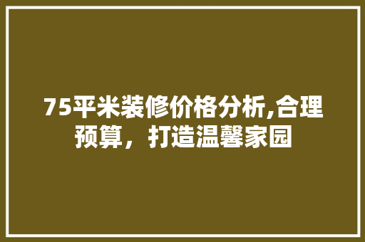 75平米装修价格分析,合理预算，打造温馨家园