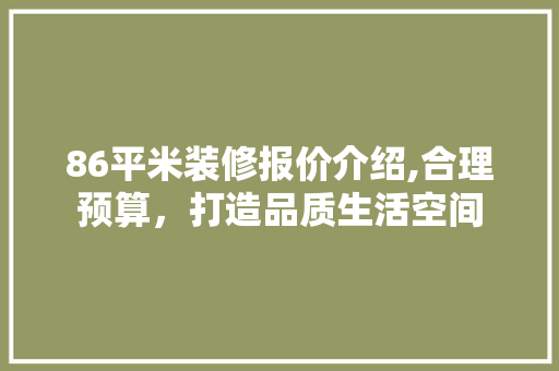 86平米装修报价介绍,合理预算，打造品质生活空间