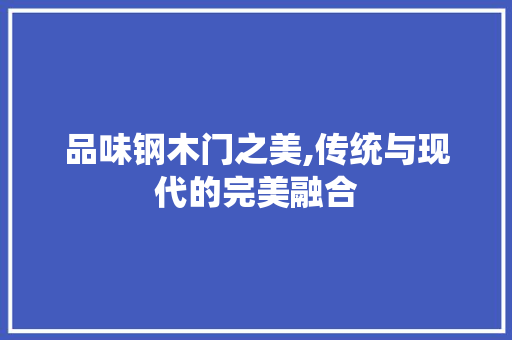 品味钢木门之美,传统与现代的完美融合