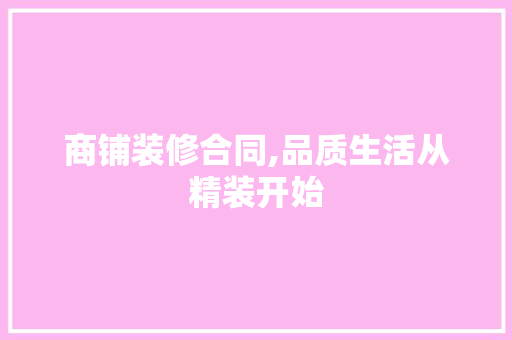 商铺装修合同,品质生活从精装开始