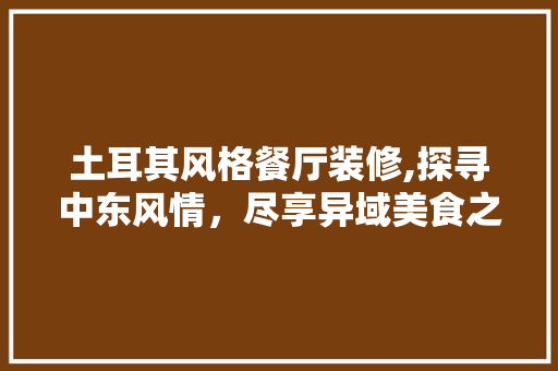 土耳其风格餐厅装修,探寻中东风情，尽享异域美食之旅